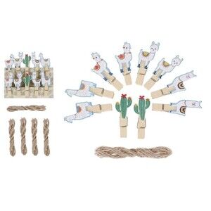 Crafter's Square Wood Craft Clips Llama Alpaca Cactus Mini Clothespins NEW 10pc
